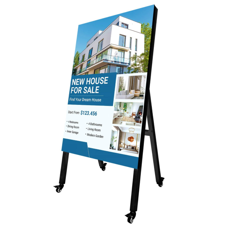 Outdoor Single Sided A Frame LED Sign P2.5 Waterproof Digital Sandwich Board Movable Electronic Poster Advertising Display With Wheels 640×960mm