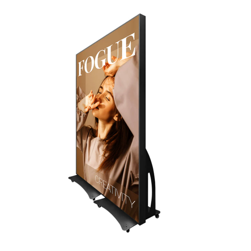 Outdoor Waterproof P2.5 LED Digital Poster Screen 1280x1920mm Mobile Wheeled Freestanding Advertising Kiosk Black Foldable Vertical LED Display Signage for Mall Street Storefront Outdoor Promotion