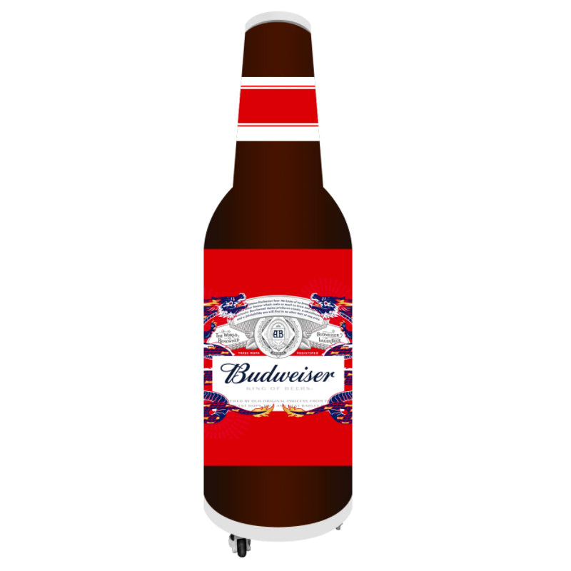 White P2 Four-Sided Beer Bottle Shaped LED Display Screen 2024x611mm, Freestanding 360° Surround LED Advertising Kiosk for Beverage Brand Marketing