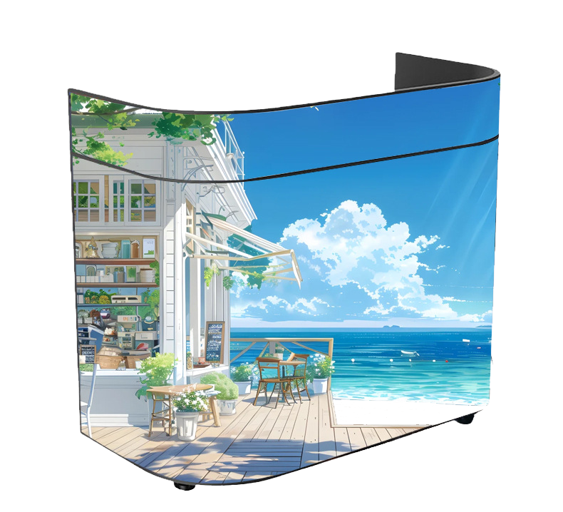 Curved LED Reception Desk Screen Indoor Flexible LED Video Wall Counter Digital Signage Front Desk Advertising Display Kiosk for Hotel Lobby Mall Salon